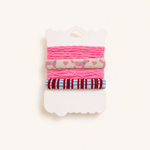 Simple Series Cute Heart Animal Dachshund Cartoon Stripe Plaid Mixed Color Geometric Shape Fabric Hair Ties h5 Picture2
