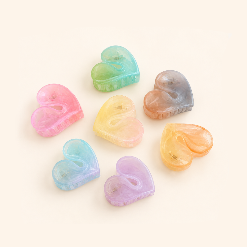 Serie romantica Cuore quotidiano Colore misto sfumato Artigli per capelli in acetato