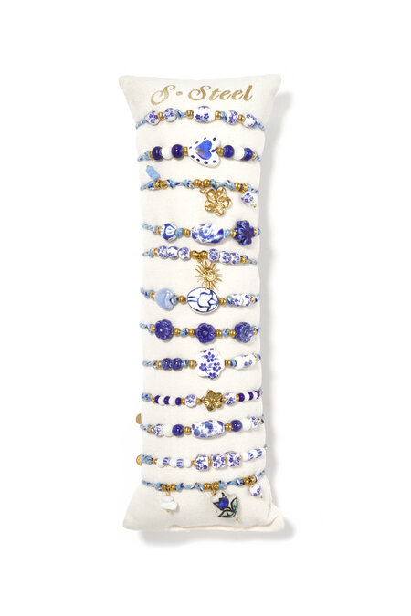 Conjunto de pulseras de cerámica chapadas en oro de 14 quilates con diseño de corazón, ideales para vacaciones, fiestas o la playa. Joyería para mujer.