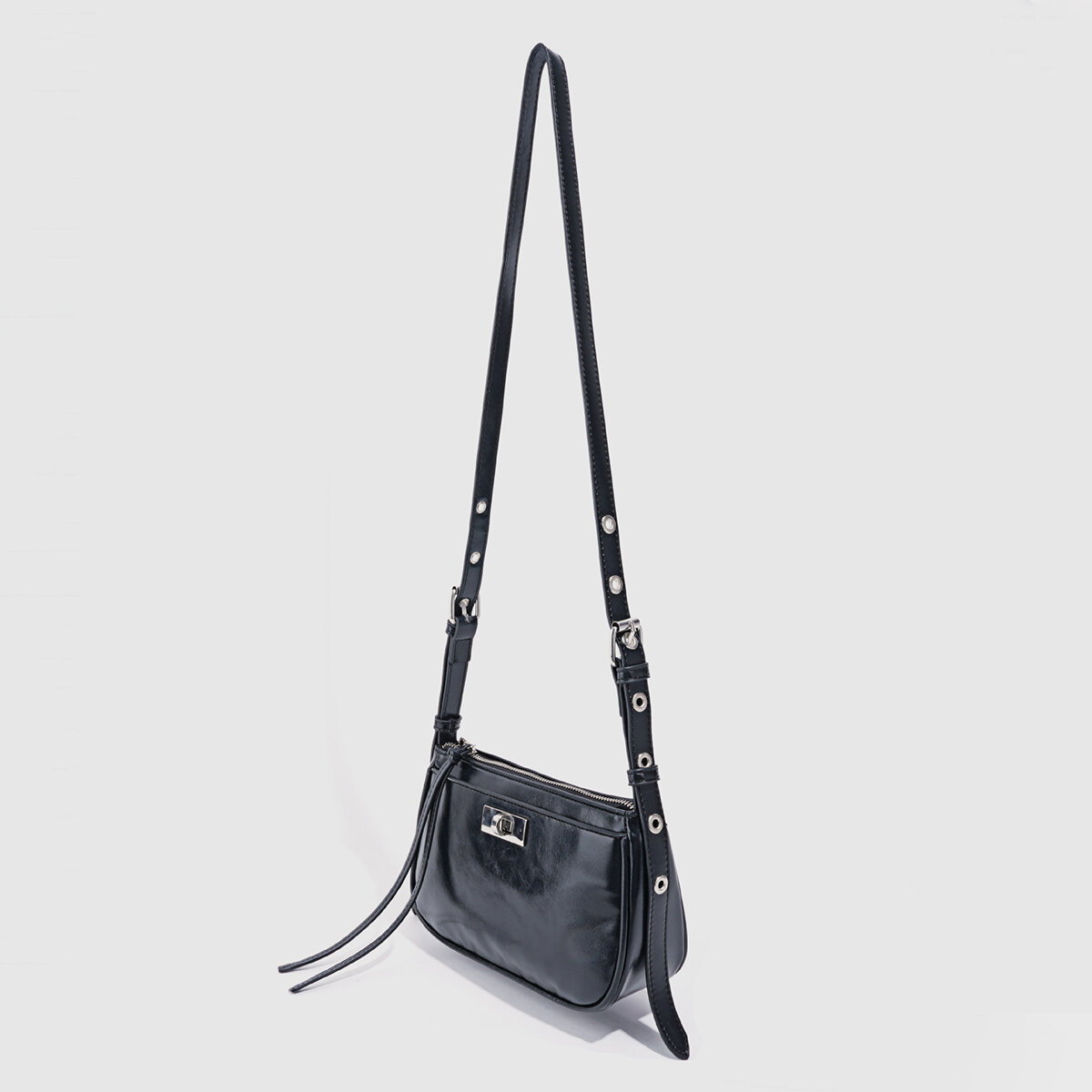 Bolsos cruzados para mujer de PU de color liso con herrajes metálicos estilo oficina h5 Imagen3
