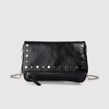 Streetwear Style Studded Solid Color Rivet Pu Women's Saddle Bag