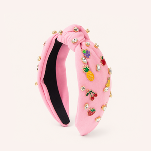 Luxurious Series Sweet Fruit Beads Mixed Color Cherry Strawberry Fabric Rhinestone Hair Bands h5 Picture2