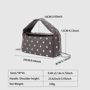 Bolsos de mano de mujer de PU con remaches y estilo streetwear h5