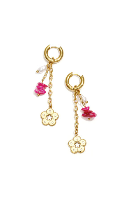 Pendientes de acero inoxidable con cuentas y diseño floral, estilo casual y romántico para mujer. 2