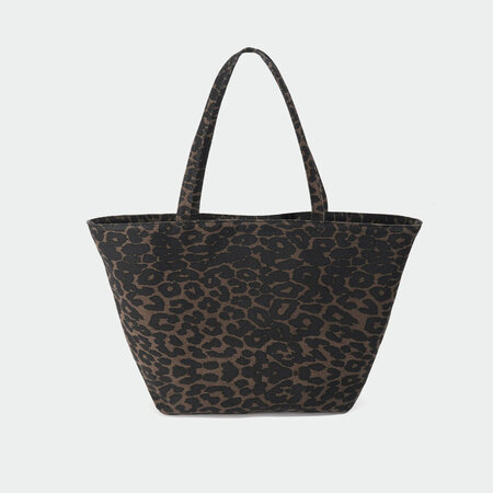 Office Style Printed Leopard Print Canvas Women's Tote Bag