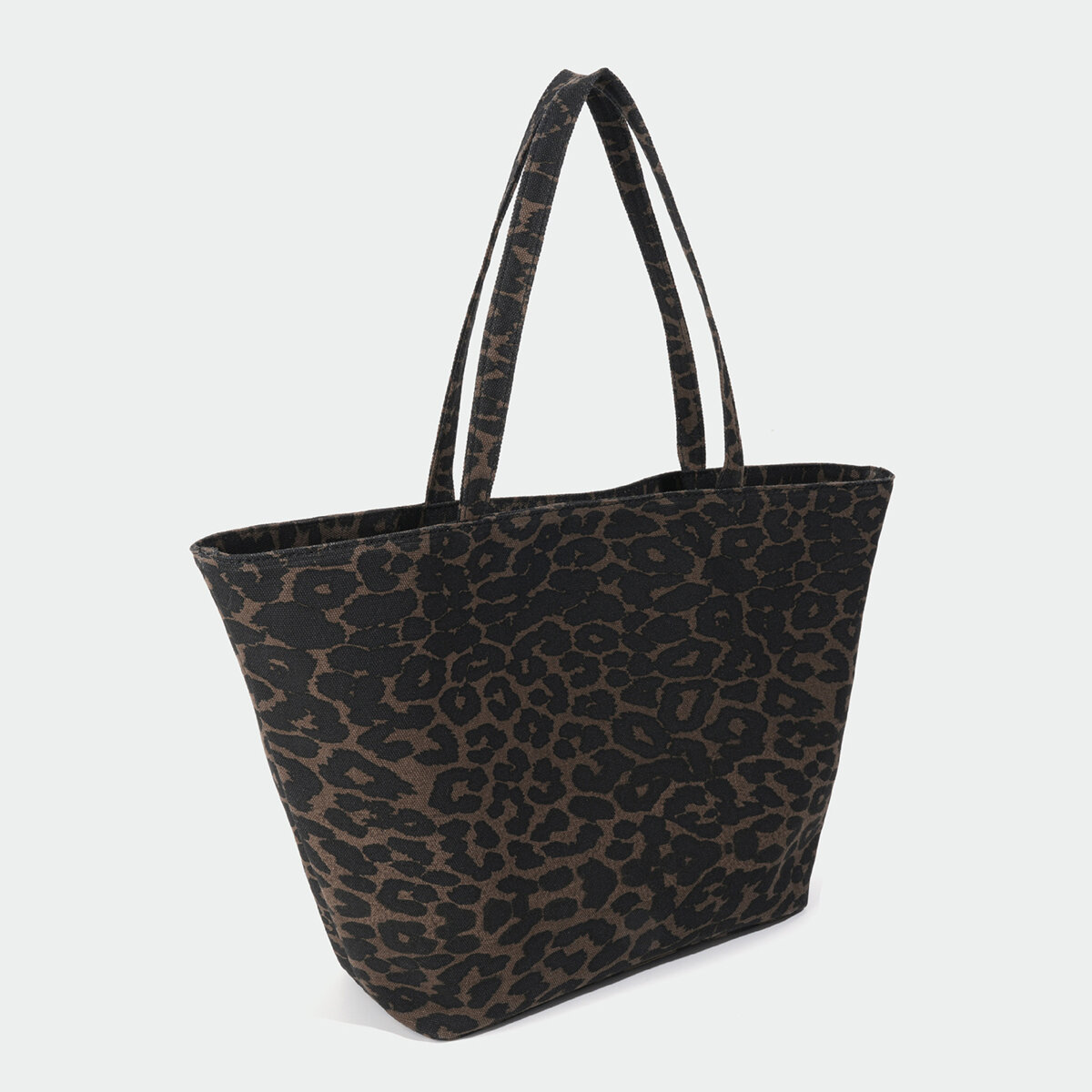 Bolso tote de lona con estampado de leopardo para mujer, estilo oficina. Imagen3