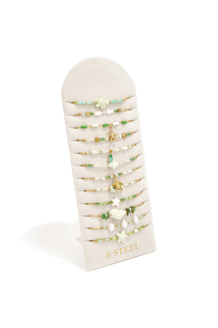 Conjuntos de pulseras de acero inoxidable con diseño de peces, vacaciones, playa y temática romántica. Joyería para mujer.