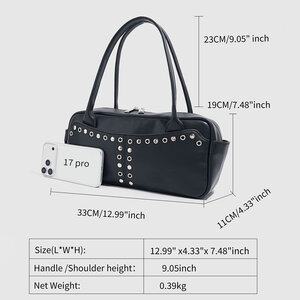 Streetwear Style Studded Rivet Pu Women's Shoulder Bags h5