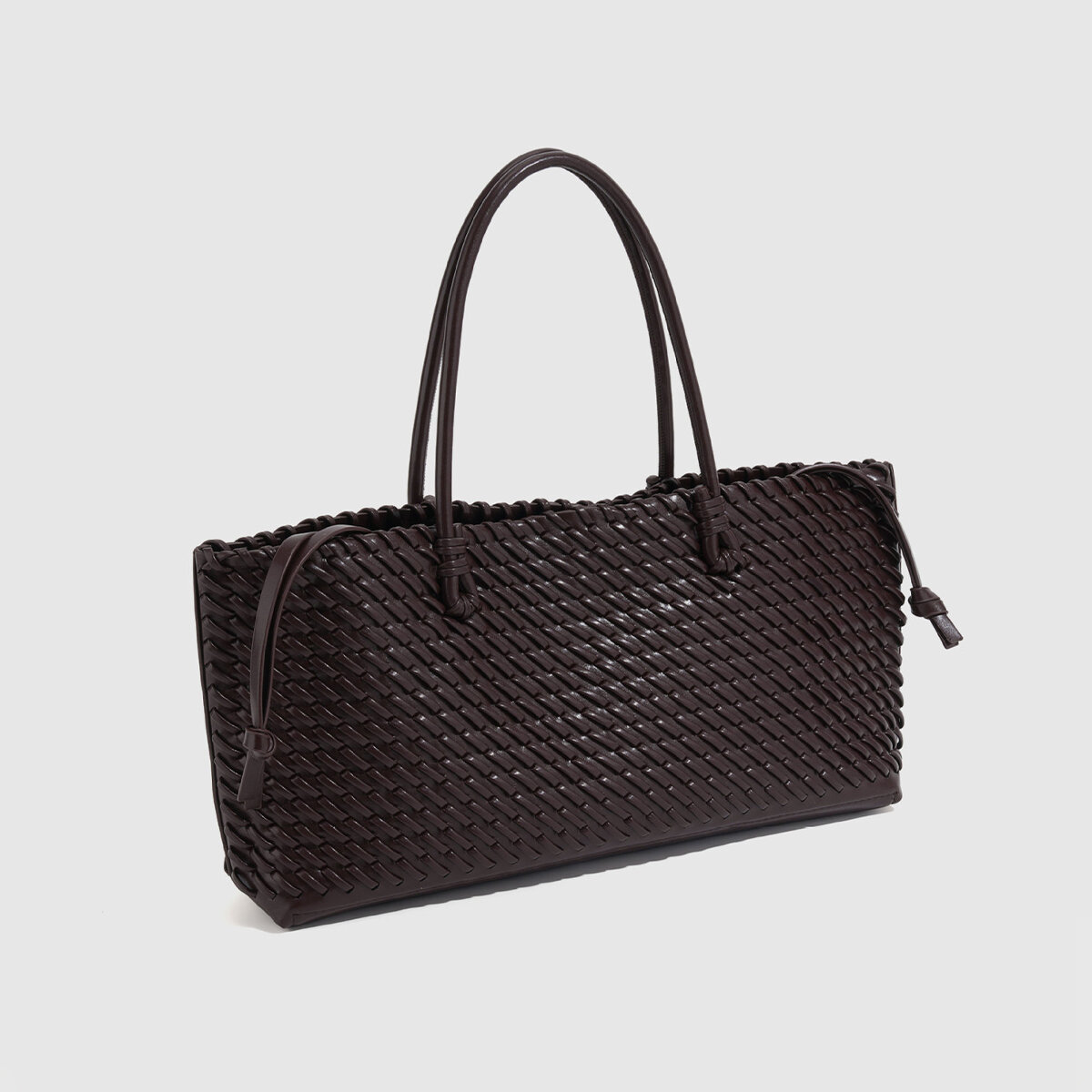 Bolso tote de mujer de PU tejido de color liso estilo parisino chic Imagen2