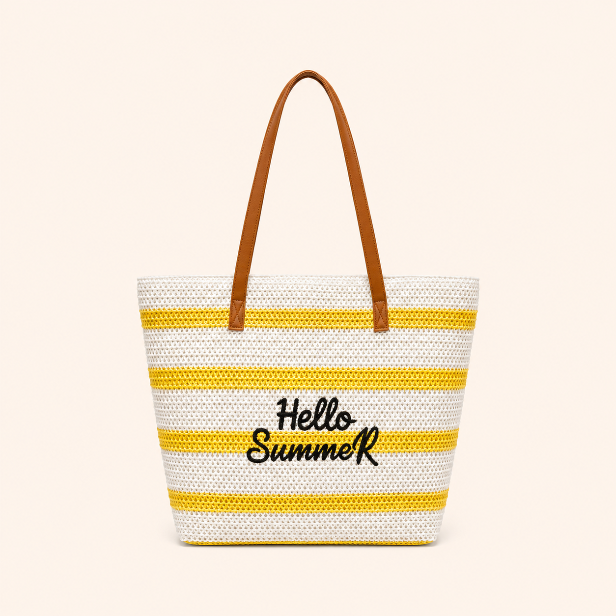Vacation Style Woven Letter Stripe Woven Raffia Women's Square Bag 2