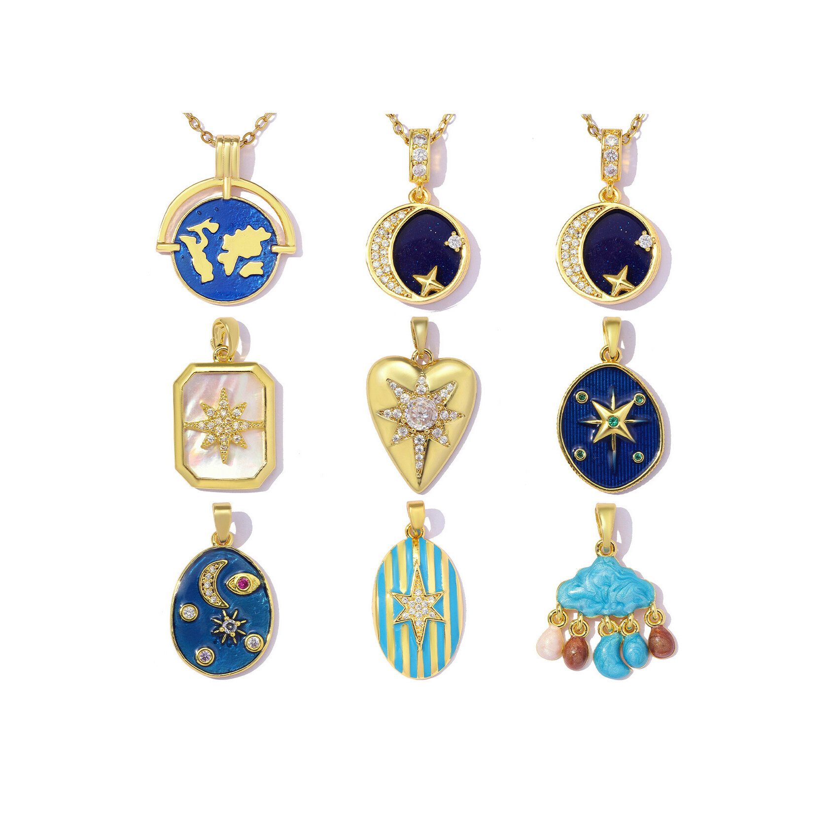 Classic Series Diy Irregular Shape Sun Moon Copper   Gold Color  Women's Pendants