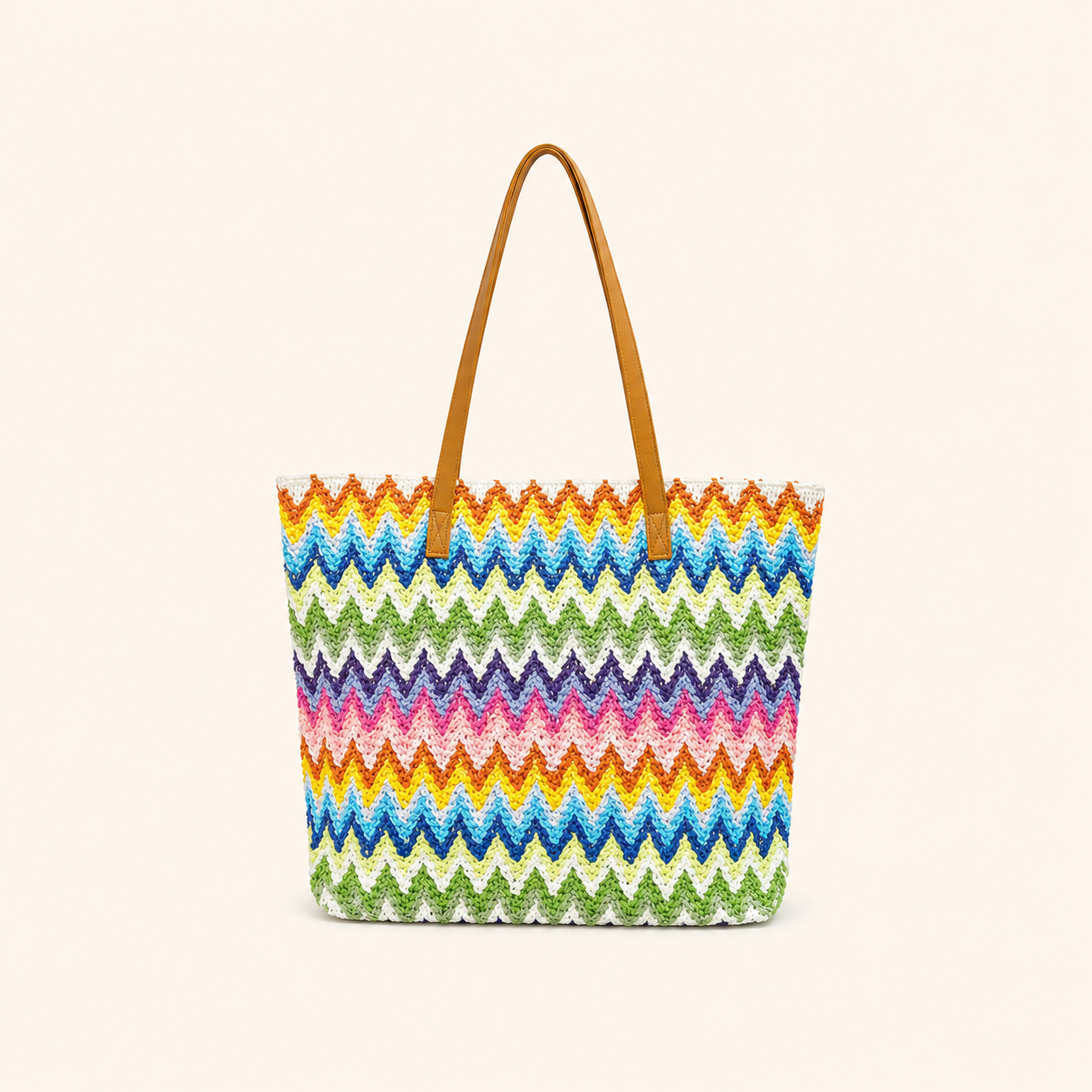 Casual Style Woven Stripe Mixed Color Woven Raffia Women's Square Bag