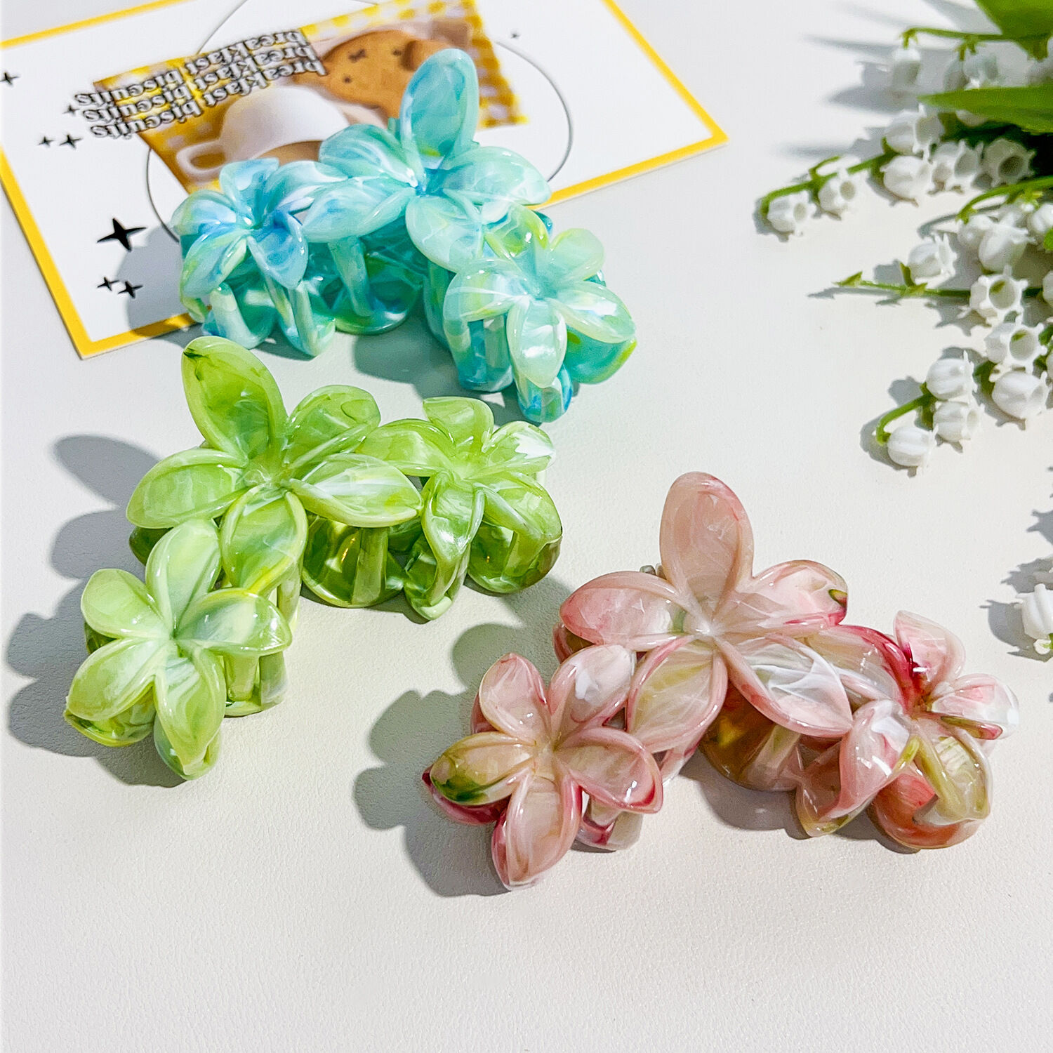 Simple Series Sweet Flower Solid Color Gradient Color Resin Hair Clips