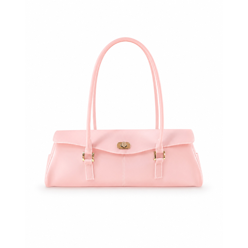 Bolso de mujer de estilo casual con herrajes metálicos y PVC/PVC transparente de color liso. Diseño abierto hacia el este-oeste.