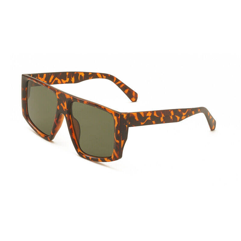 Simple Series Retro zonnebril met effen kleur en luipaardprint 2