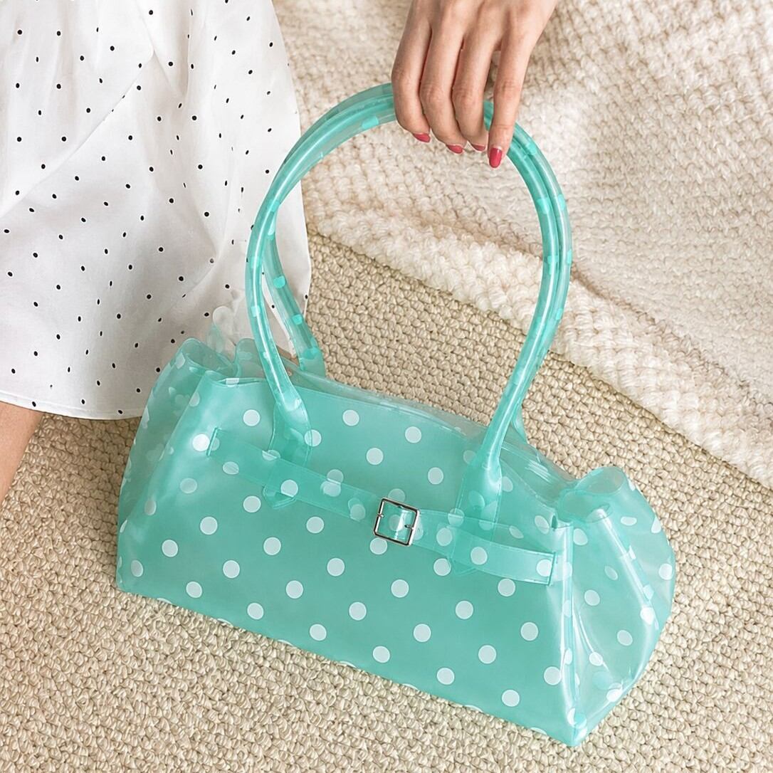 Sac carré femme en PVC style décontracté / transparent imprimé à pois uni Image4
