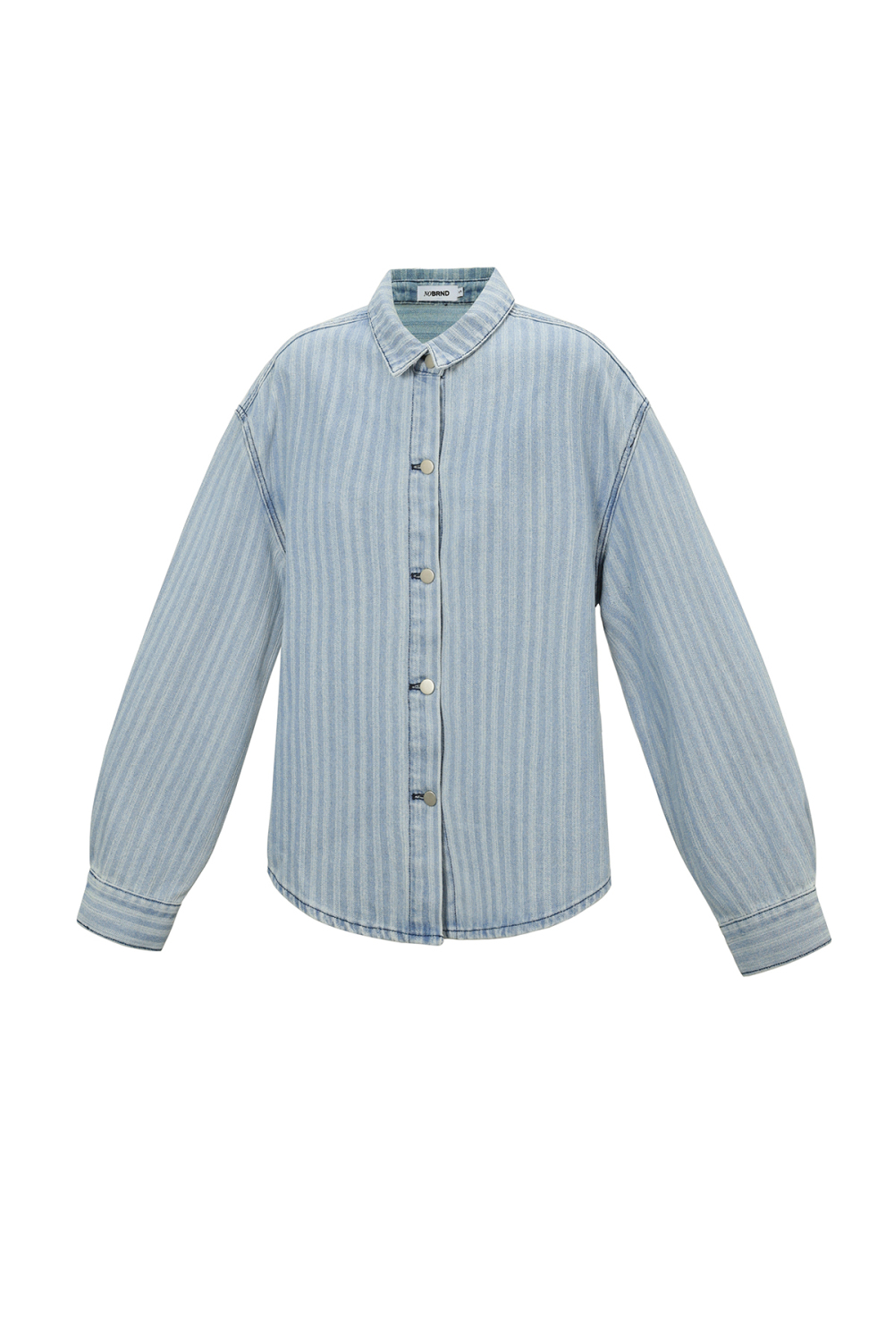 Gestreepte Denim Blouse h5Afbeelding3
