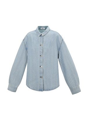 Gestreepte Denim Blouse h5 Afbeelding3
