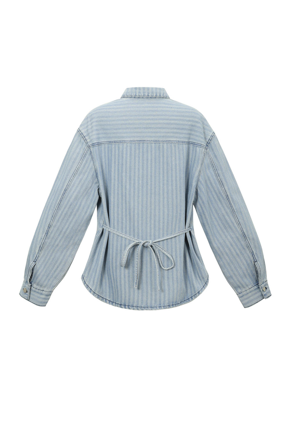 Gestreepte Denim Blouse h5Afbeelding2