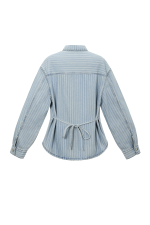 Gestreepte Denim Blouse h5 Afbeelding2