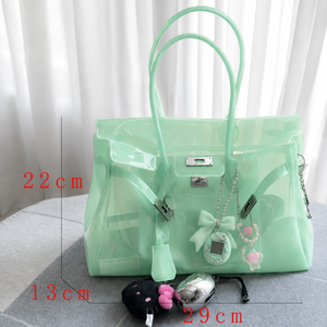 Sac carré femme en PVC transparent uni avec détails métalliques et fermetures métalliques, style décontracté. h5 Image4