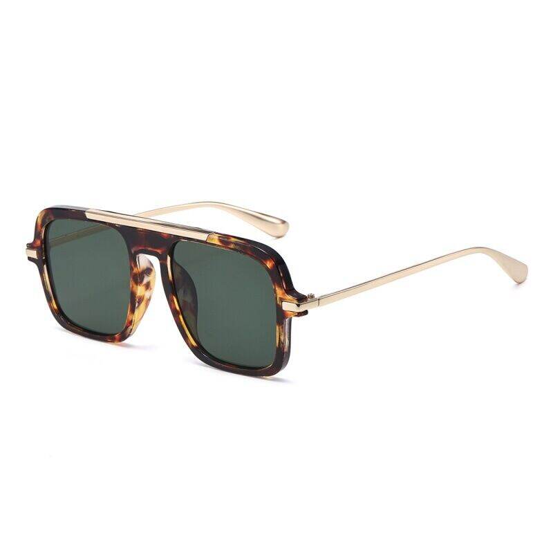 Simple Series Retro Solid Color Leopard Print Gradient Color Sunglasses