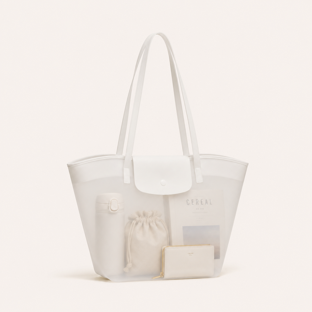 Bolso trapezoidal de PVC de estilo casual / transparente estilo oceánico para mujer.