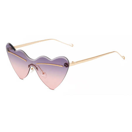 Gafas de sol de la serie romántica con forma irregular simple en forma de corazón y color degradado.
