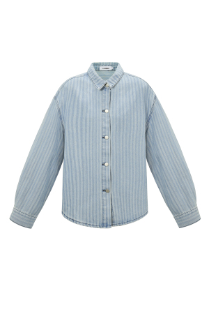 Gestreepte Denim Blouse h5