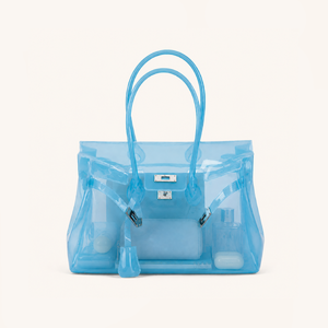 Sac carré femme en PVC transparent uni avec détails métalliques et fermetures métalliques, style décontracté. h5 Image2