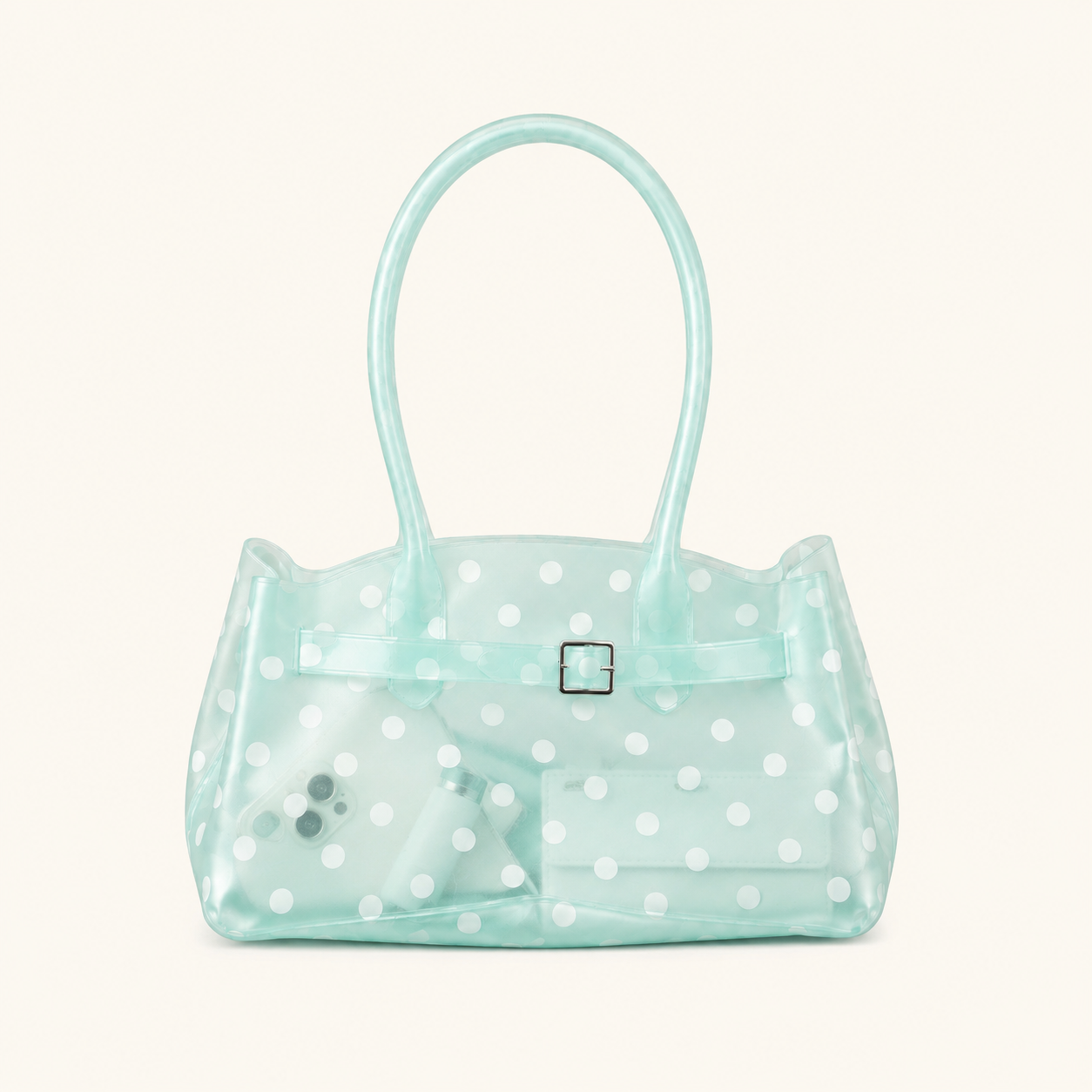 Sac carré femme en PVC style décontracté / transparent imprimé à pois uni h5 Image2