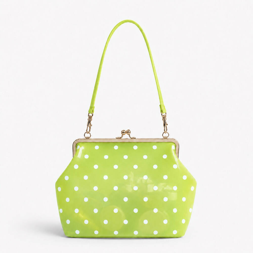 Sac carré femme en PVC transparent à pois imprimé uni, style décontracté, avec quincaillerie en métal. Image2