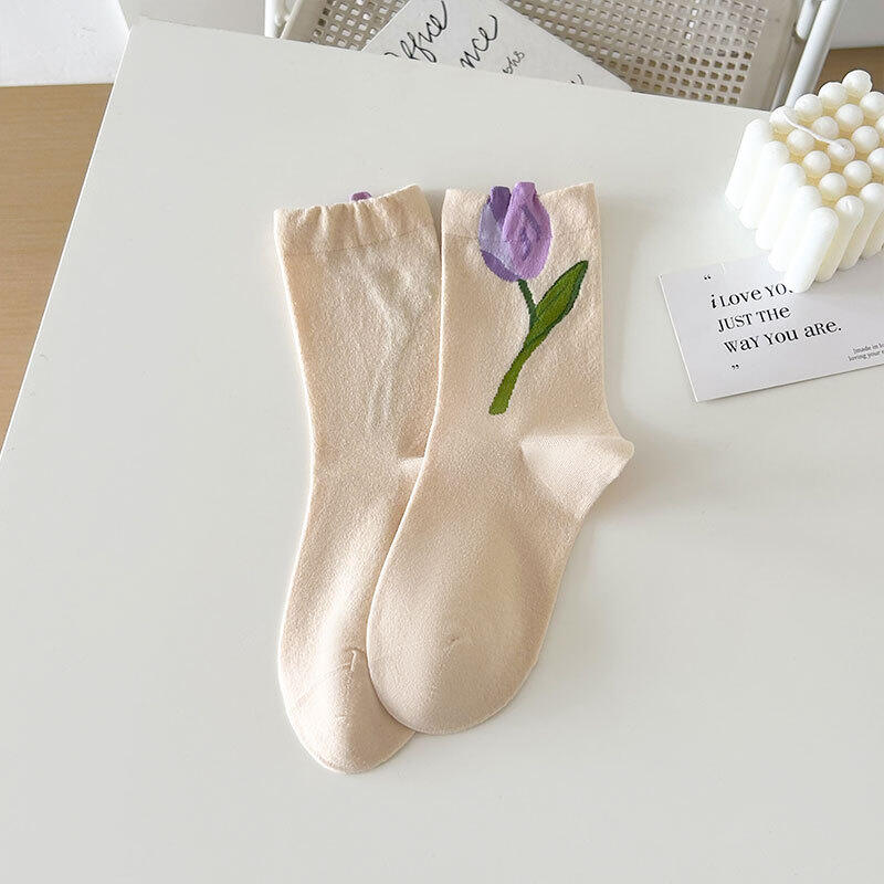 Slight Bounce schattige effen sokken met bloemenprint en kleurblokken tot halverwege de kuit 2