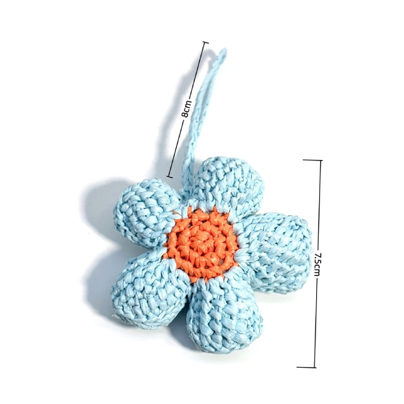 Eenvoudige serie Sweet Flower tashangers van geweven raffia in diverse kleuren
