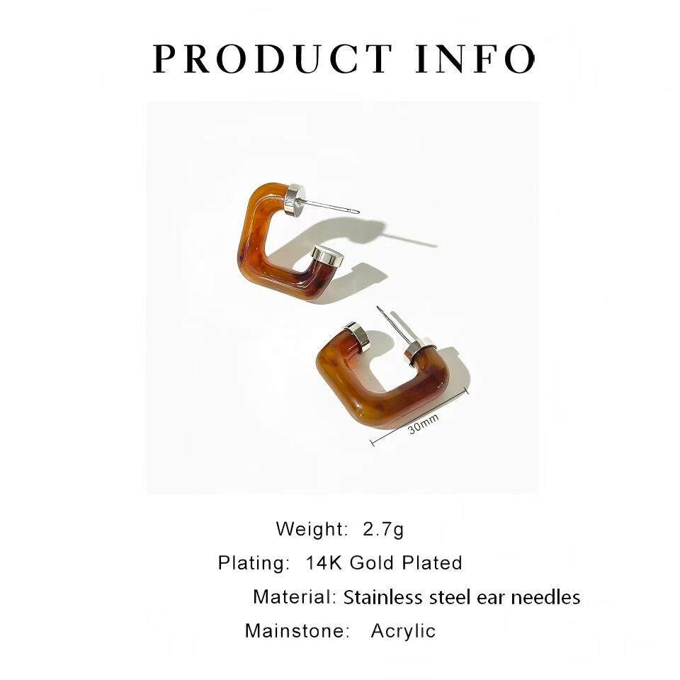 Einfache Ohrstecker aus Edelstahl mit Farbverlauf und geometrischer Form für Damen h5 