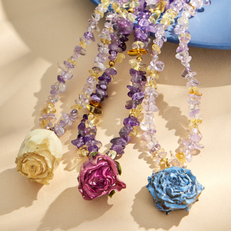 Romantic Series Sweet Flower Crystal Beads  Women's Beaded Necklaces 2