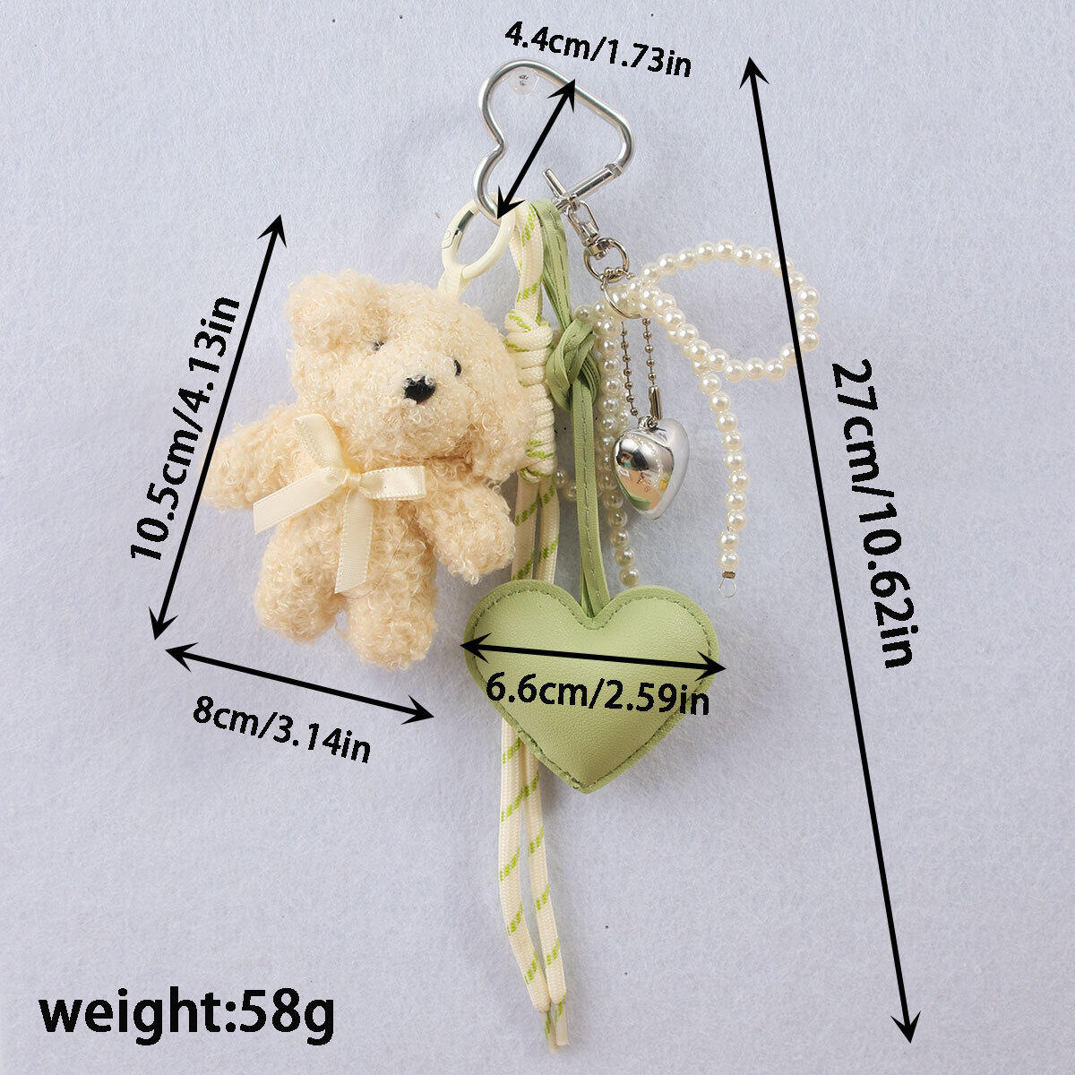 Simple Series schattige hartvormige dieren gedraaide kralen stoffen tashangers 
