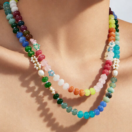 Simple Series Sweet Flower Beads Natural Stones Women's Beaded Necklaces