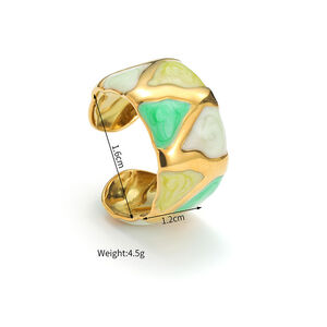 Simple Geometric Shape Enamel Stainless Steel Waterproof Statement Rings h5 Picture3