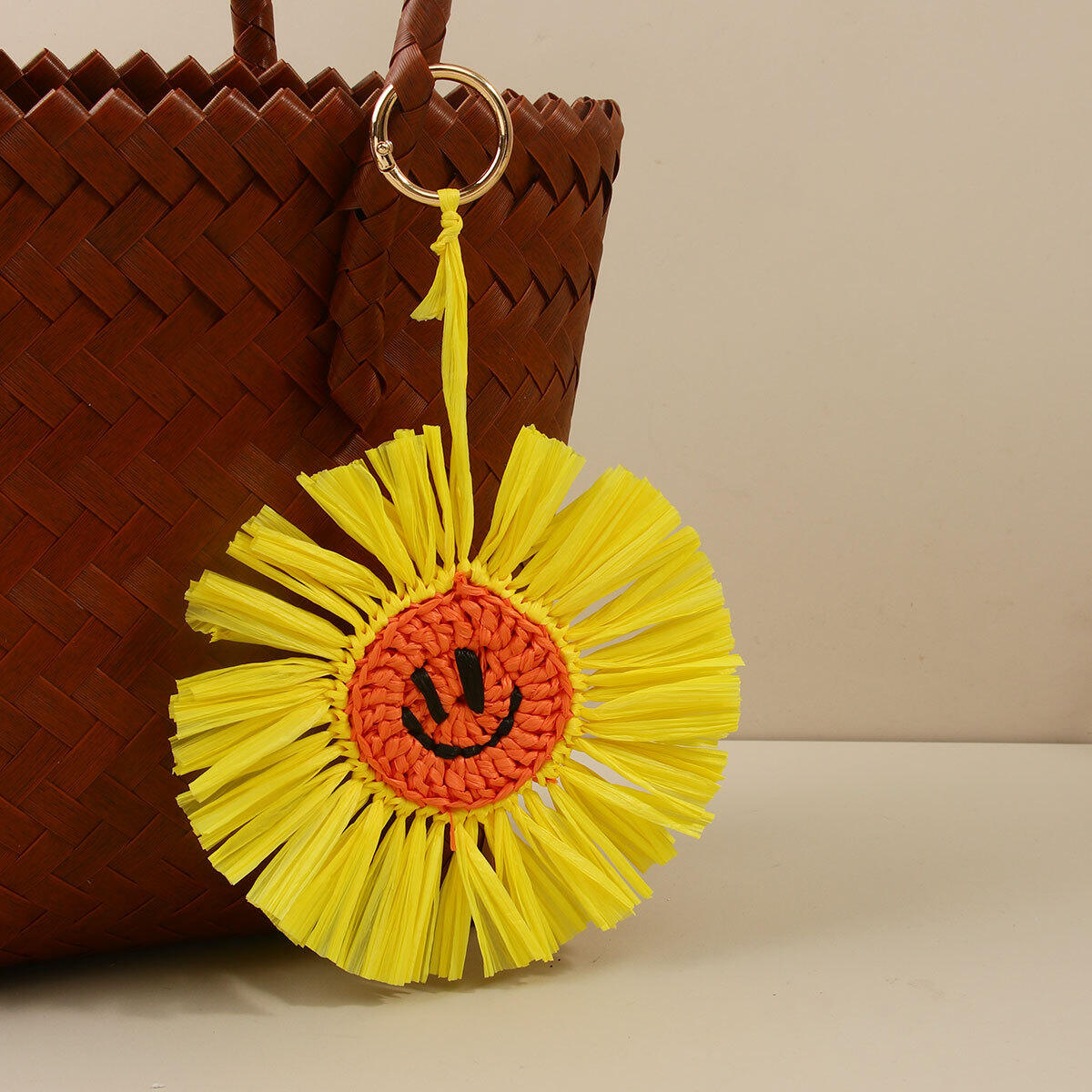 Ethnic Series Vacation Flower Sun Oceanic Style Tassel Smiling Face Strawberry Woven Starfish Raffia Bag Charms