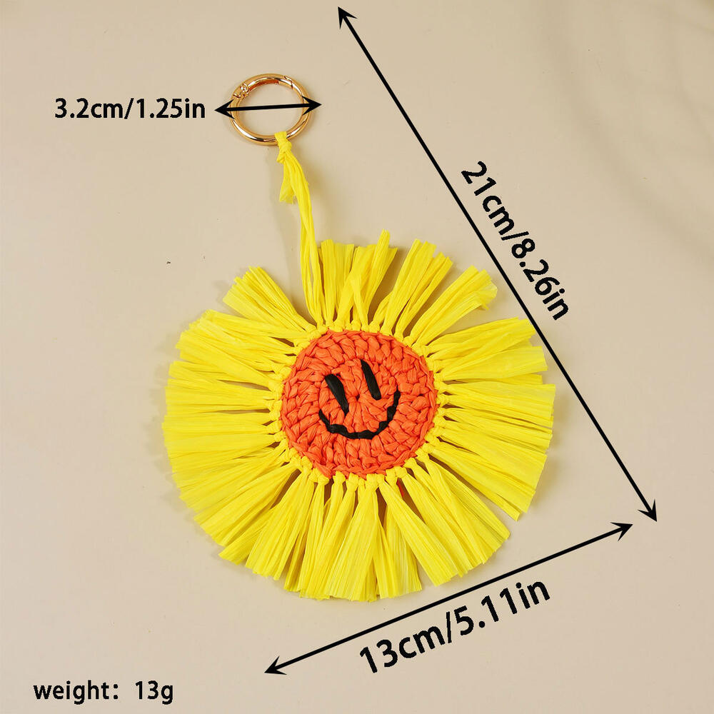 Etnische serie Vakantie Bloem Zon Oceaanstijl Kwastje Lachend Gezicht Aardbei Geweven Zeester Raffia Tasbedels h5Afbeelding2