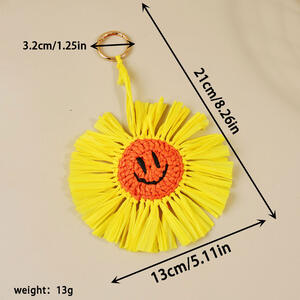 Etnische serie Vakantie Bloem Zon Oceaanstijl Kwastje Lachend Gezicht Aardbei Geweven Zeester Raffia Tasbedels h5 Afbeelding2