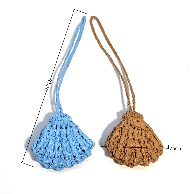 Eenvoudige serie vakantie oceaanstijl geweven schelp raffia tashangers h5 Afbeelding4