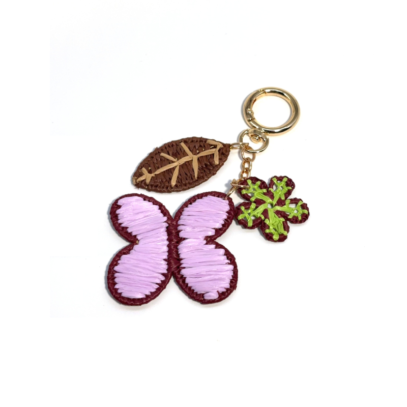 Simple Series Sweet Flower Leaf Woven Butterfly Raffia Bag Charms