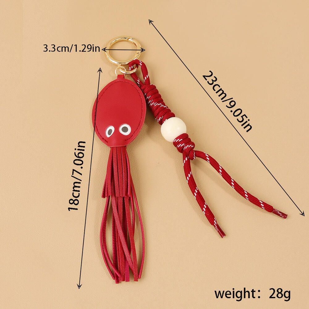 Simple Series Natural Animal Octopus Twist Oceanic Style Tassel Premium Quality PU Bag Charms