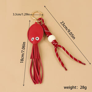 Simple Series Natural Animal Octopus Twist Oceanic Style Tassel Premium Quality PU Bag Charms h5