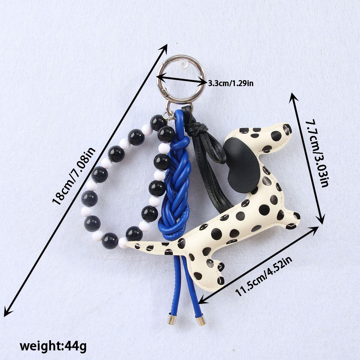 Simple Series Cute Animal Dachshund Twist Polka Dots Beads Premium Quality Pu Bag Charms h5 