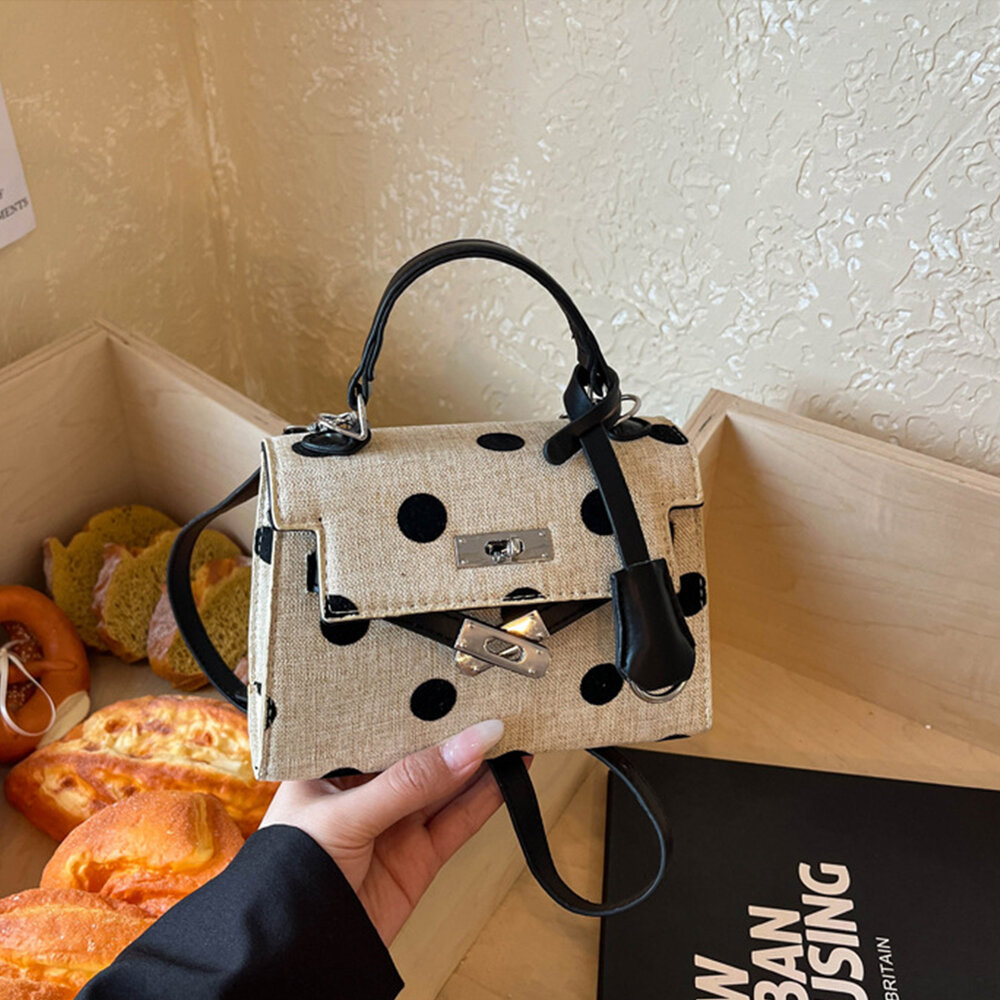 Sacs à main carrés pour femmes en tissu à pois, style parisien chic h5Image3