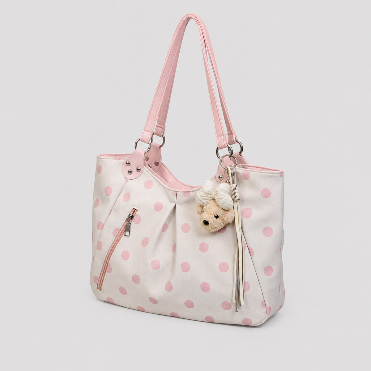 Casual Style Studded Polka Dots Fabric Women's Tote Bag Picture2