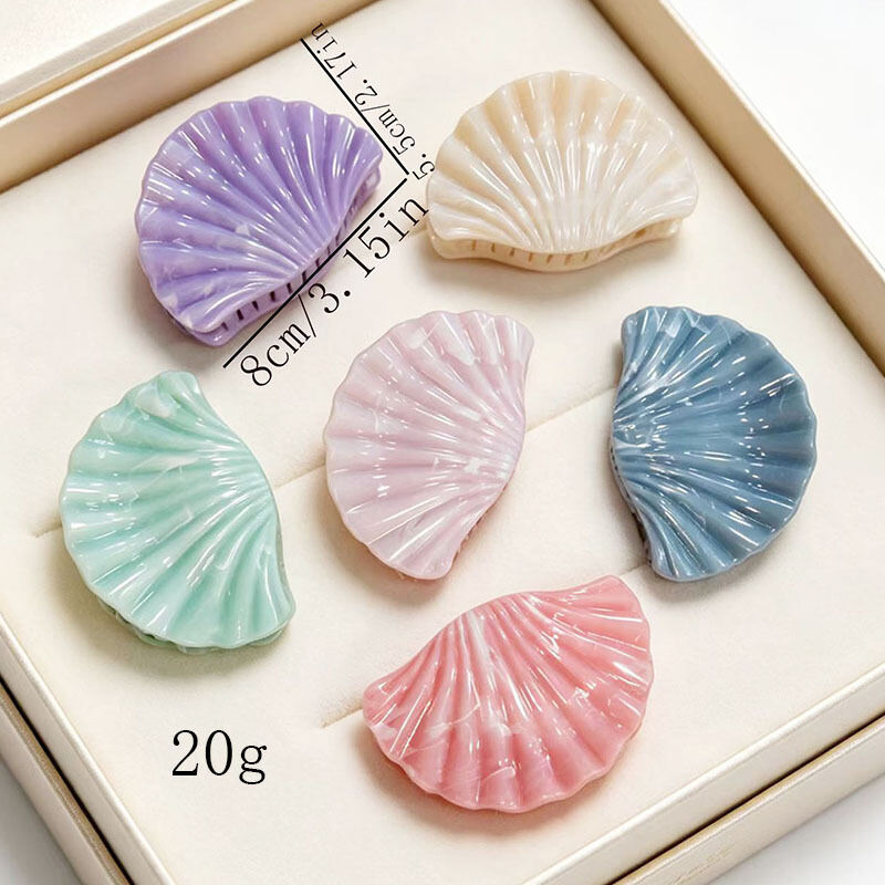 Simple Series Daily Solid Color Oceanic Style Shell Gradient Color Acrylic Hair Claws h5Picture5
